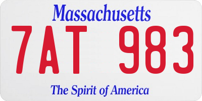 MA license plate 7AT983