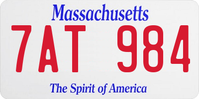 MA license plate 7AT984