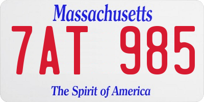 MA license plate 7AT985