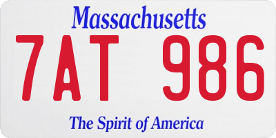 MA license plate 7AT986