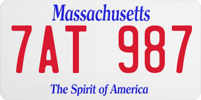 MA license plate 7AT987