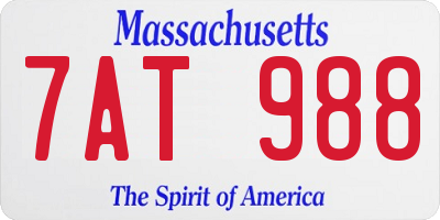 MA license plate 7AT988