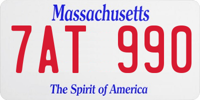 MA license plate 7AT990