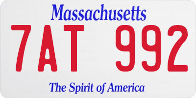 MA license plate 7AT992