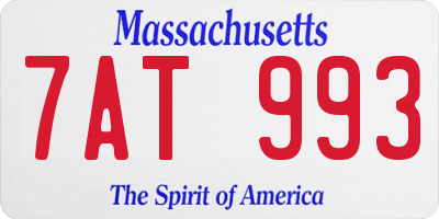 MA license plate 7AT993