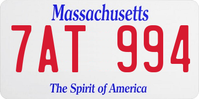 MA license plate 7AT994