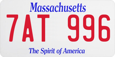 MA license plate 7AT996