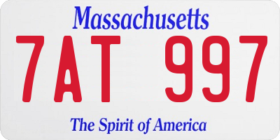 MA license plate 7AT997