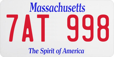MA license plate 7AT998