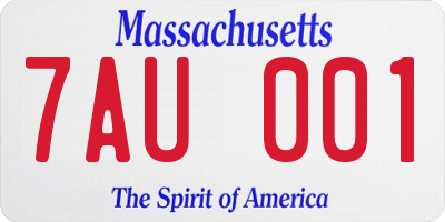 MA license plate 7AU001