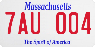 MA license plate 7AU004