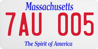 MA license plate 7AU005