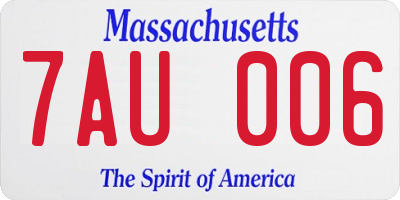 MA license plate 7AU006