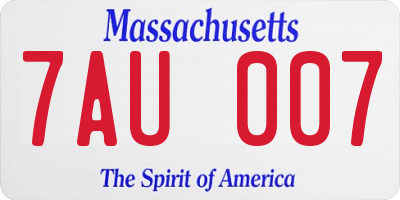 MA license plate 7AU007