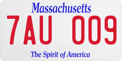 MA license plate 7AU009
