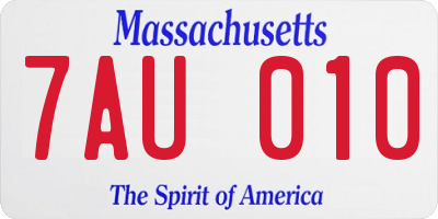 MA license plate 7AU010
