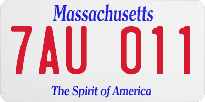 MA license plate 7AU011