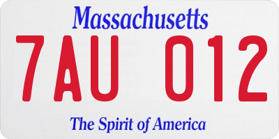 MA license plate 7AU012