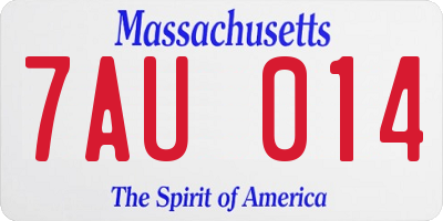 MA license plate 7AU014