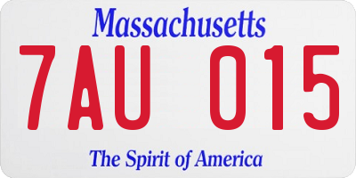 MA license plate 7AU015