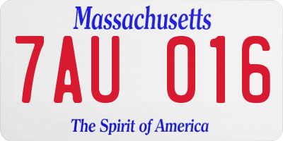 MA license plate 7AU016