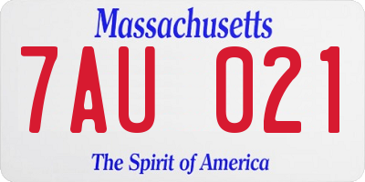 MA license plate 7AU021