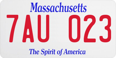 MA license plate 7AU023