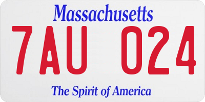 MA license plate 7AU024