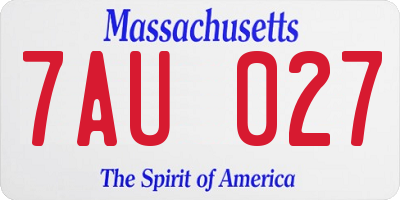 MA license plate 7AU027