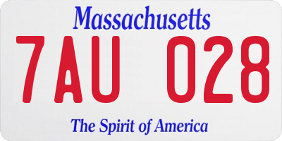 MA license plate 7AU028