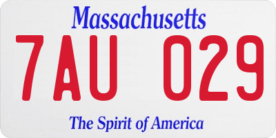 MA license plate 7AU029