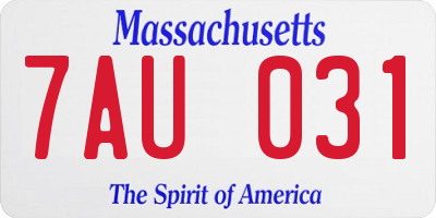 MA license plate 7AU031