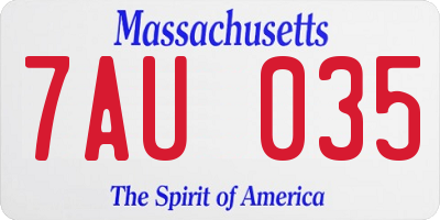 MA license plate 7AU035