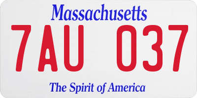 MA license plate 7AU037