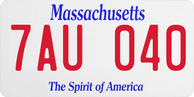 MA license plate 7AU040