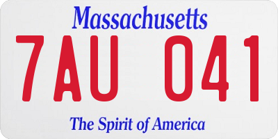 MA license plate 7AU041