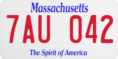 MA license plate 7AU042
