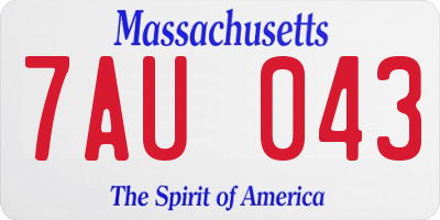 MA license plate 7AU043
