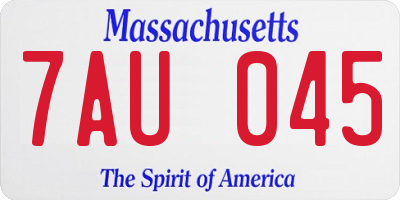 MA license plate 7AU045