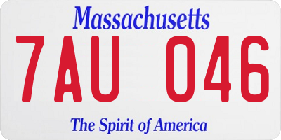 MA license plate 7AU046