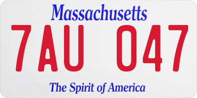 MA license plate 7AU047