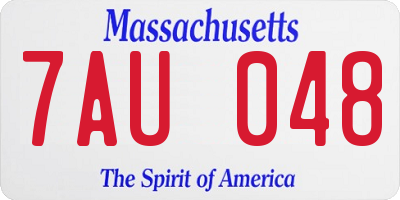 MA license plate 7AU048