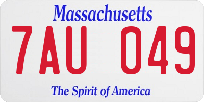 MA license plate 7AU049