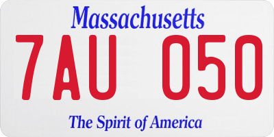 MA license plate 7AU050