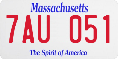 MA license plate 7AU051
