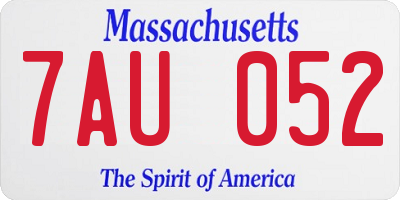 MA license plate 7AU052