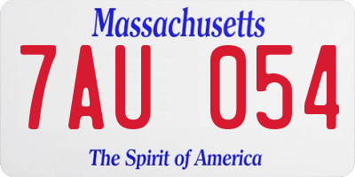 MA license plate 7AU054