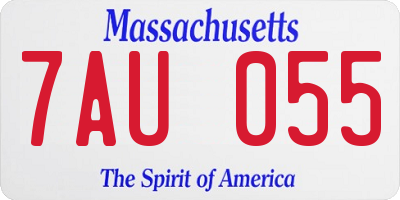 MA license plate 7AU055