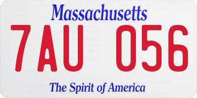 MA license plate 7AU056