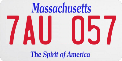 MA license plate 7AU057